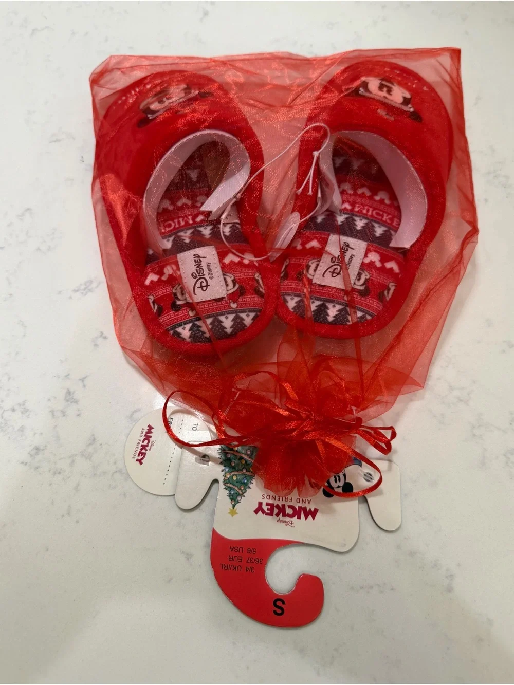 Disney Red Mickey Mouse Merry Christmas Holiday Slippers